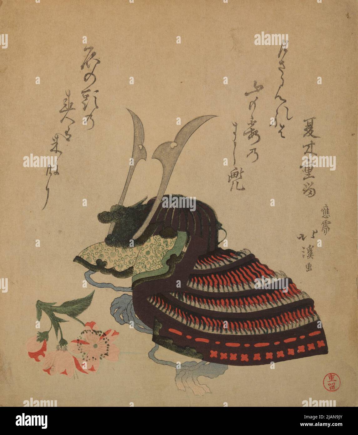 Helm und Blumen HOKKEI, TOTOYA (1780 1850) Stockfoto