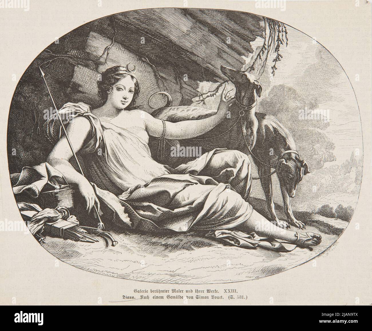 Diana nach Simon Bouet. Ein Clip aus einer deutschen Zeitschrift. Unbekannt, Bouet, Simon Stockfoto