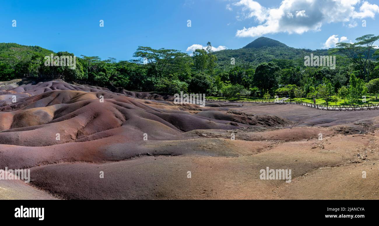 Panorama des siebenfarbigen Erdparks, Mauritius Stockfoto