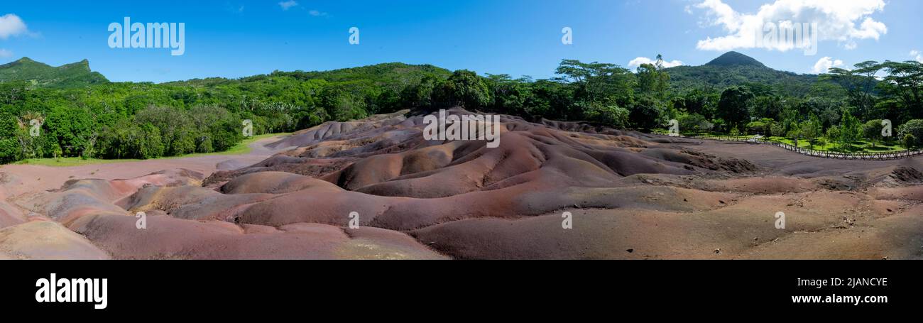 Panorama des siebenfarbigen Erdparks, Mauritius Stockfoto