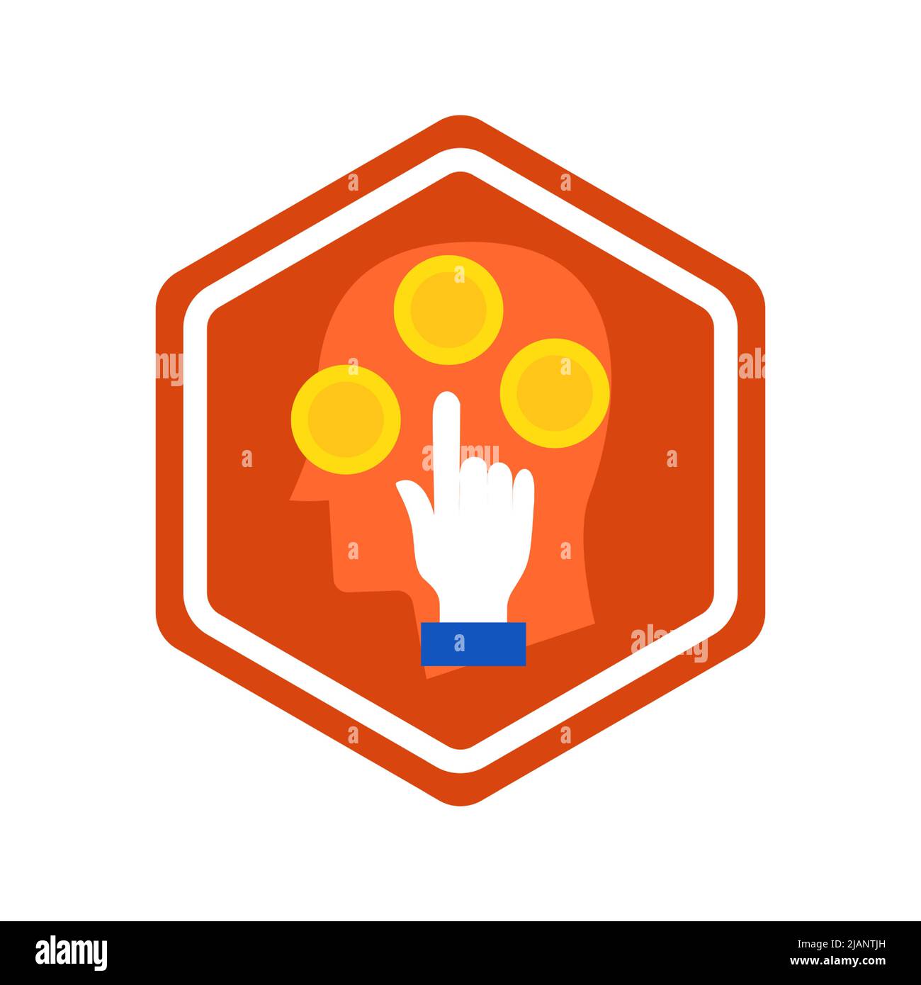 „Mind Money“, Sechseckiges Symbol Stock Vektor