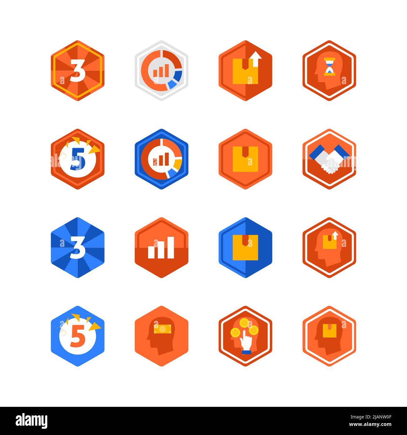 Time Success Hexagon-Symbole Gesetzt Stock Vektor