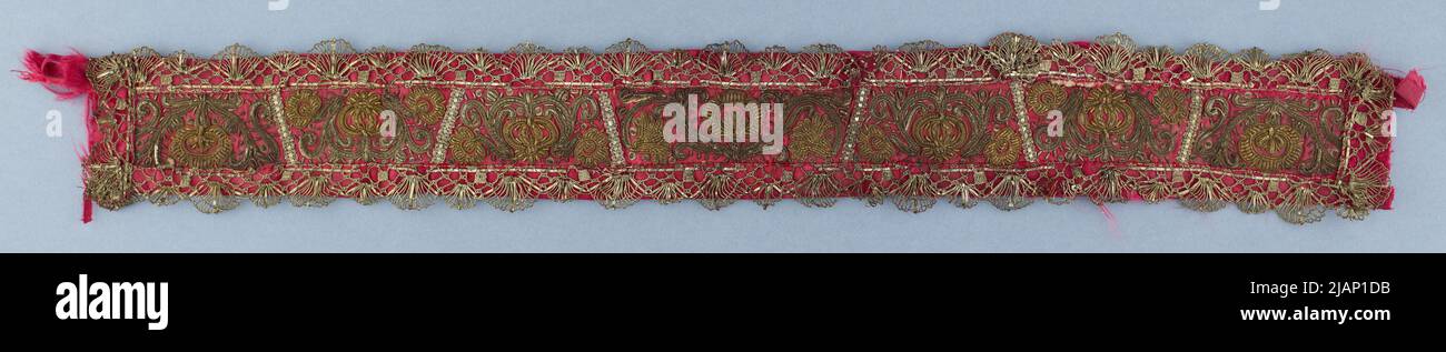 Fragment der Stickerei symmetrische Zweige von Granatapfel und Rose unbekannt Stockfoto