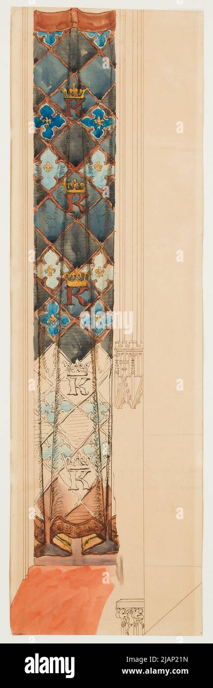 Karton für Polychromie der Marienkirche ein Fries über ein geometrisches Muster Matejko, Jan (1838 1893) Stockfoto