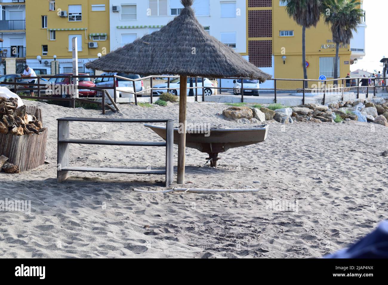 Schild von der spanischen Burg Stockfoto