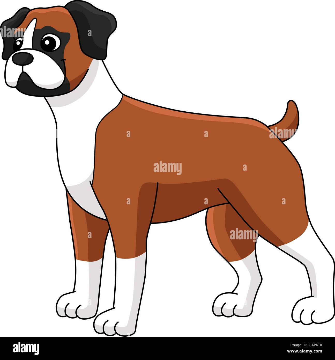 Boxer Hund Cartoon Farbige Cliparte Illustration Stock Vektor