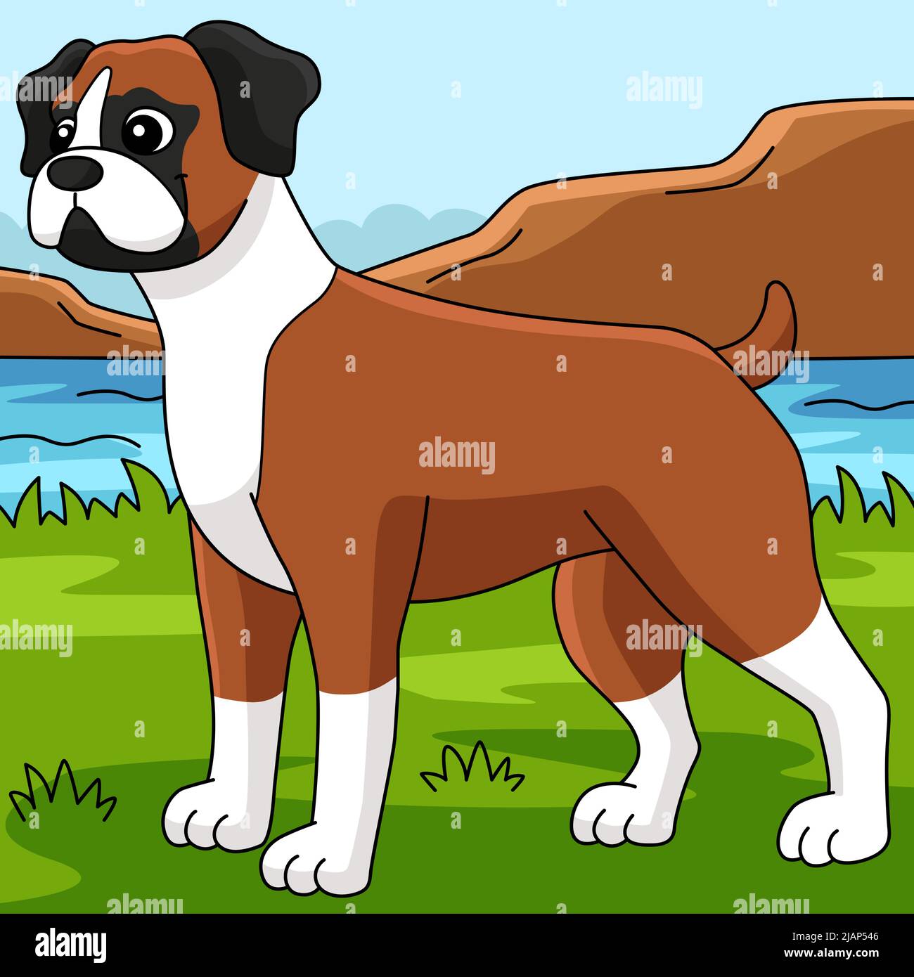 Boxer Hund Cartoon Farbige Cartoon Illustration Stock Vektor