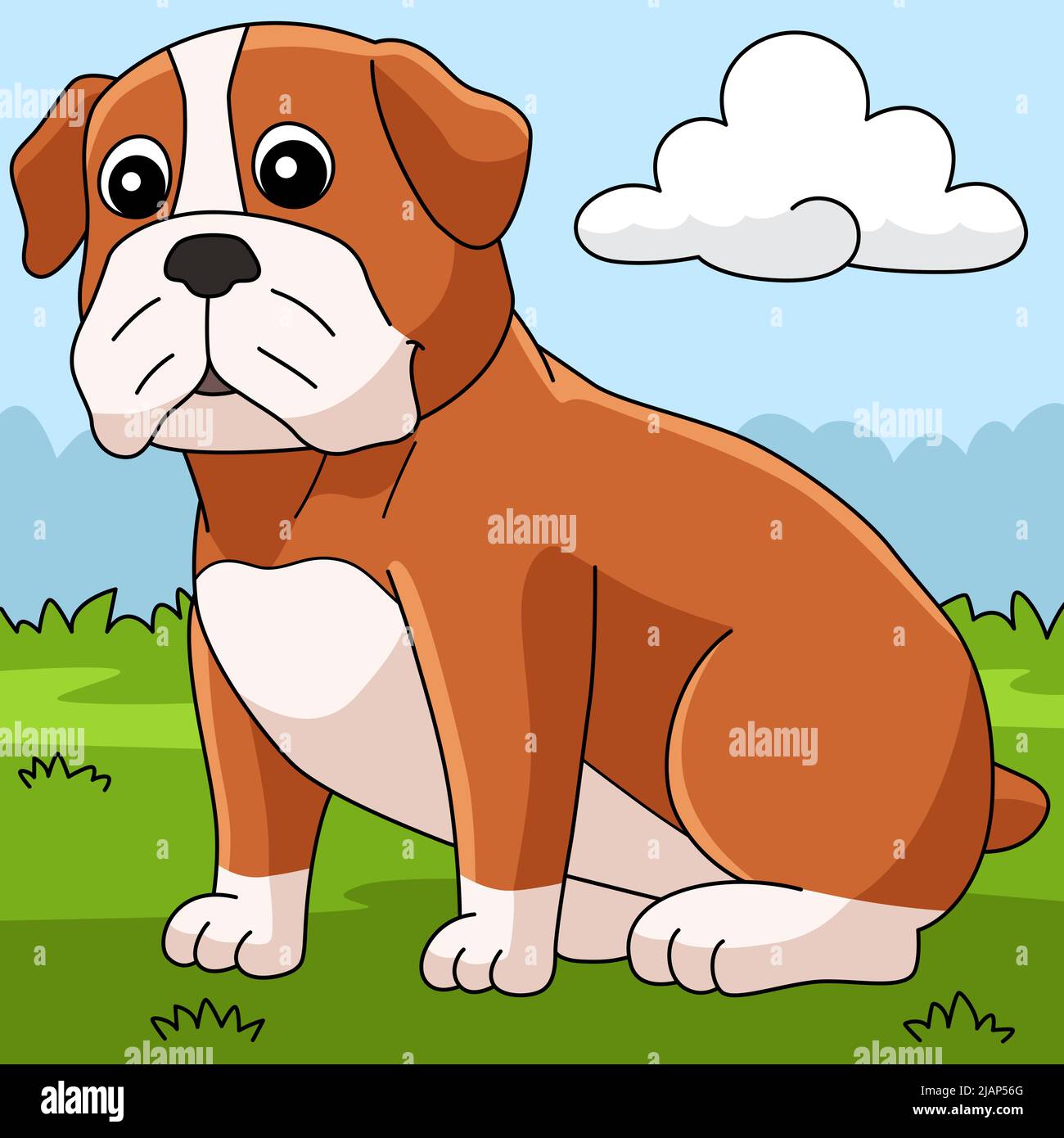 Bulldog Hund Cartoon Farbige Cartoon-Illustration Stock Vektor