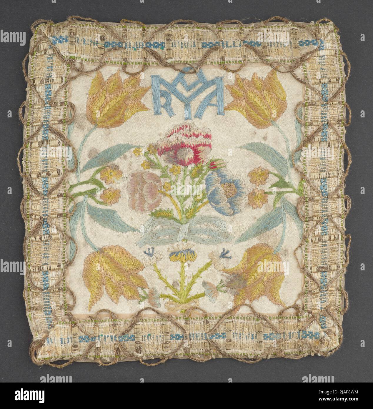 Pall, gesticktes Blumenmotiv unbekannt Stockfoto