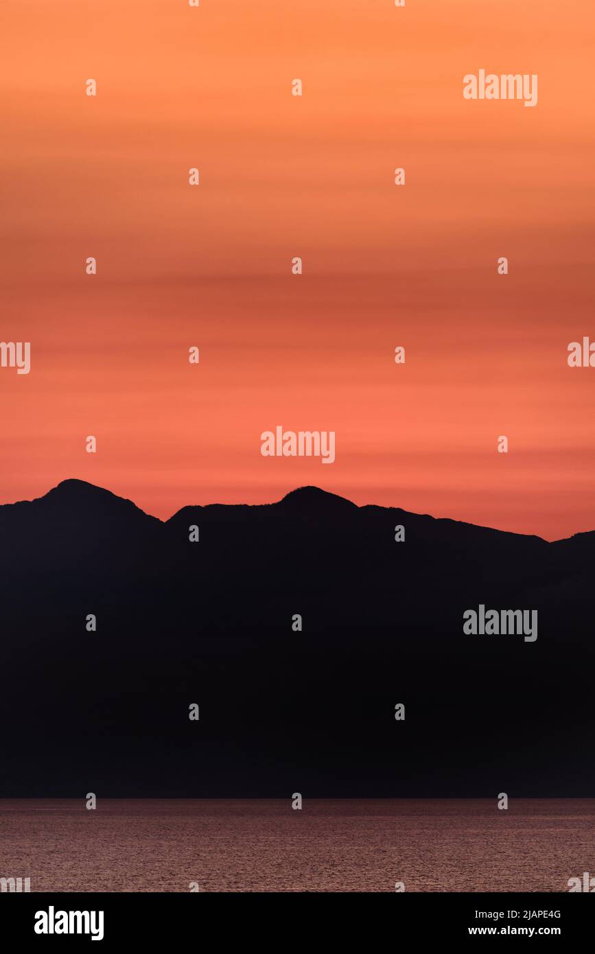 Albanischer Sonnenaufgang, östliches mittelmeer. Albanien Stockfoto