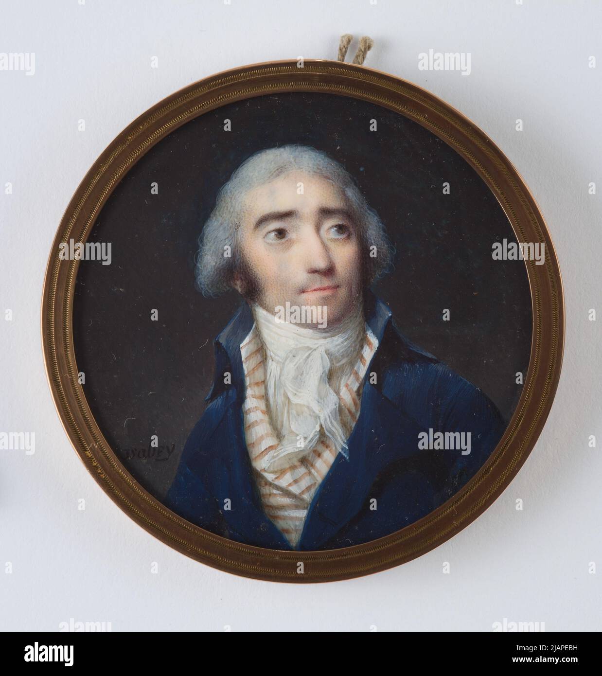 Mann in einem marineblauen Mantel und einer weißen Weste mit braunen Streifen Isabey, Jean Baptiste (1767 1855) Stockfoto