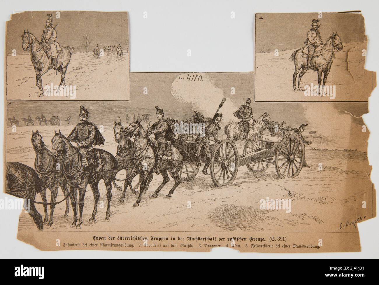 Typen österreichischer Truppen in der Nähe der russischen Grenze nach Godefroy Durand. Destruct unbekannt, Durand, Simon (1838 1896) , Durand, Godefroy (1832 1920) Stockfoto