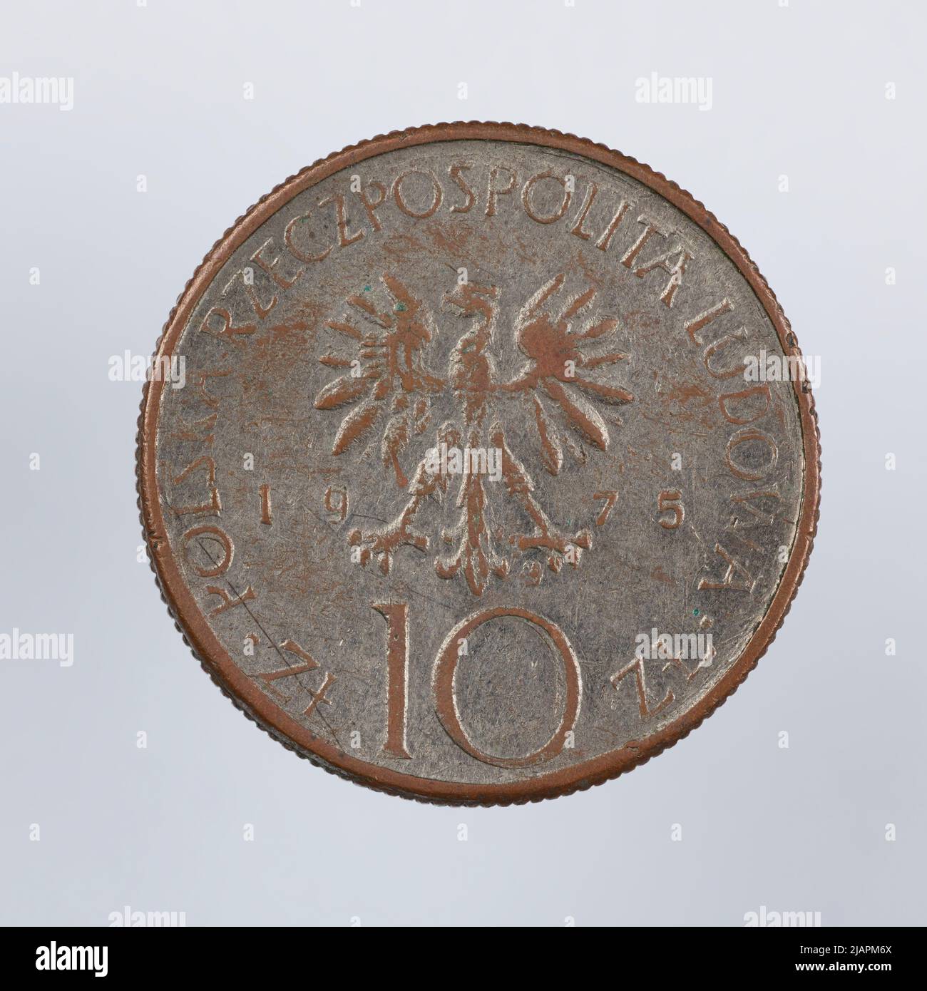 Falsche Münze, 10 Zlotys, 1975, VolksrepubliIIc von Polen Stockfoto