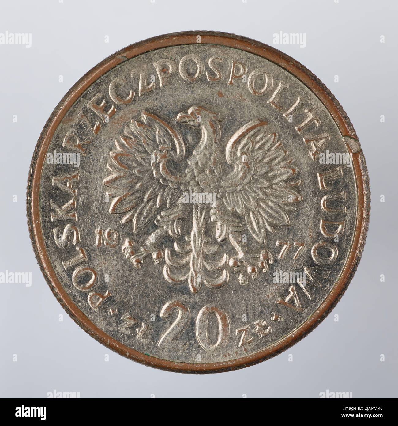 Falsche Münze, 20 Zlotys, 1977, VolksrepubliIIc von Polen Stockfoto