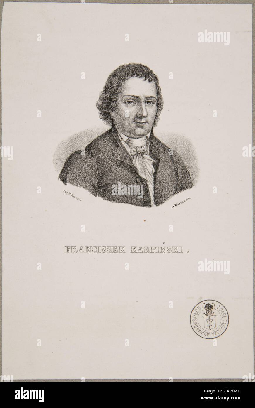 Franciszek Karpiński (1741 1825), Dichter. Aus: Biografie von Persönlichkeiten, die in verschiedenen Berufen gefangen sind, Ed. K.W. Wójcicki, Warschau 1850 1851, Band 1, tabl. M.S.: 410/411 Hirszel, Henryk (1809 1877) Stockfoto