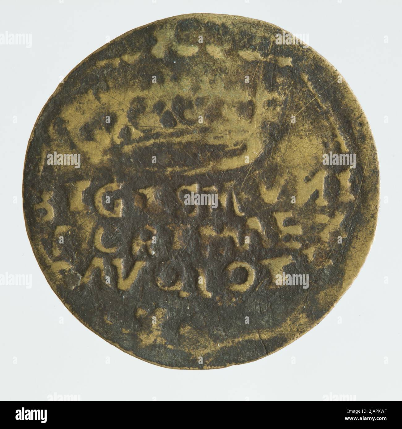 Falsche Münze, Zygmunt i Stary (1506 1548), Kronennig; nach 1526 unbekannt Stockfoto