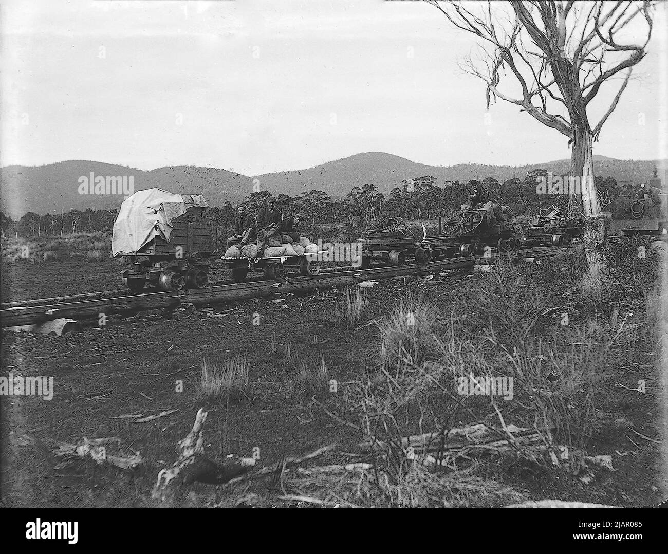 Arbeiter, Wielangta Straßenbahn ca. Möglicherweise Anfang 1900s Stockfoto