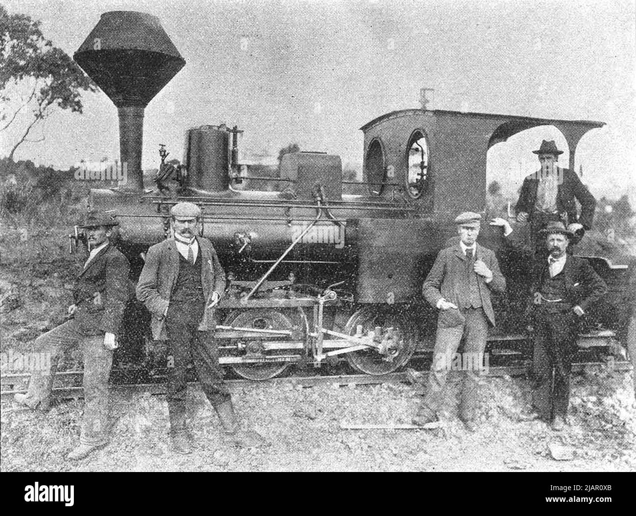 Bau des Denison-Kanals. Krauss-Lokomotive. Diese Lokomotive ging nach Fertigstellung des Kanals zur Sandfly Colliery Tramway ca. 1902 Stockfoto
