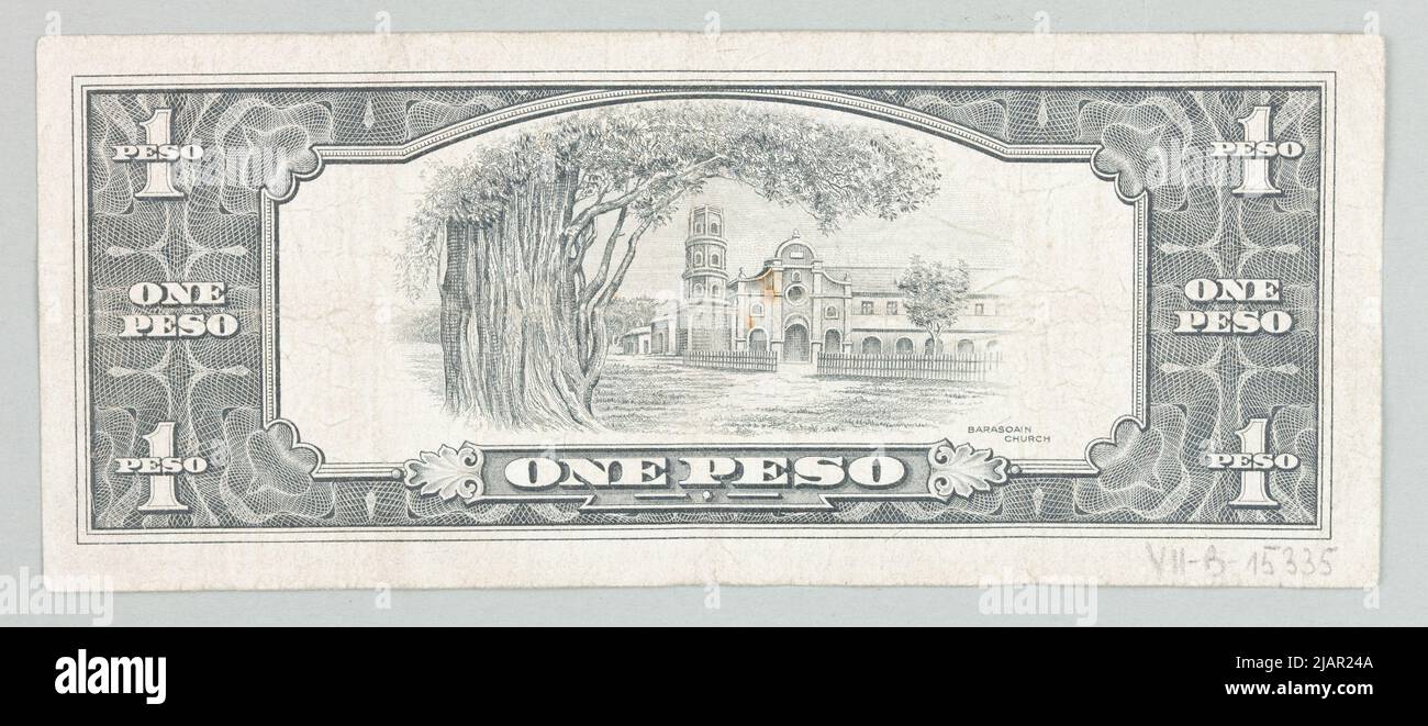 Banknot na 1 PESO, Zentralbank der Philippinen, Filipy, B.R. (1949 1969) Thomas de la Rue & Co LD London Stockfoto