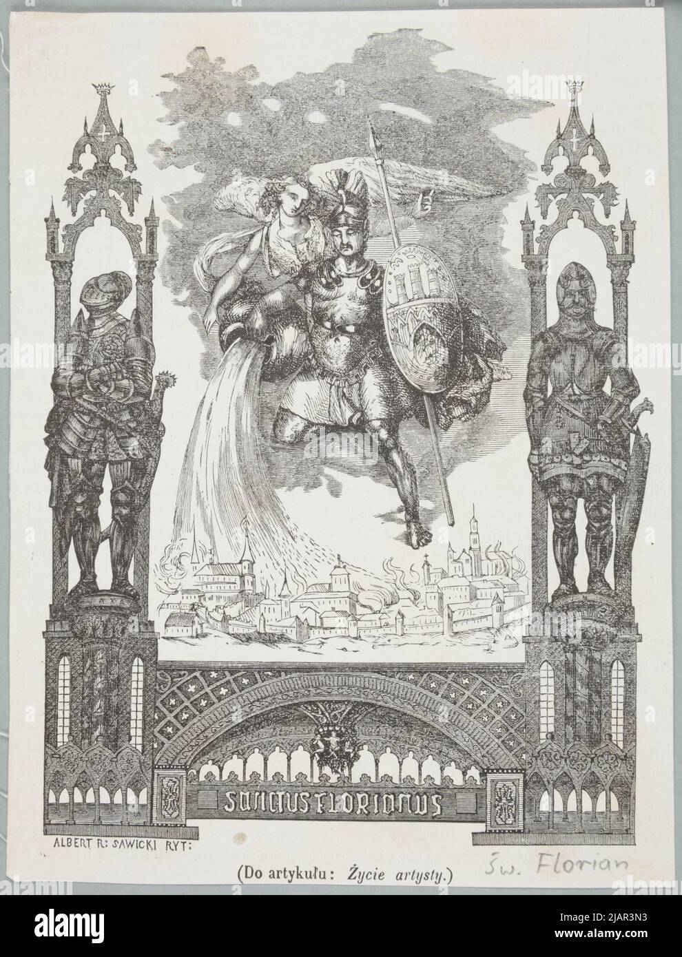 Heiliger. Florian (2. Hälfte des 3.. Jahrhunderts Ceti 304 Lauriacum) christlicher Märtyrer Sawicki, A., Albert, Rafael (1884) Stockfoto