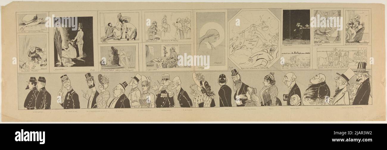 „Triboulet at the Champs Elysées Salon“ Karykatiry Salonu Champs Elysées 1890 Michelet (18 .. 19 ..), Guydo, Henri (1868 1930), Aubert, Joseph Jean Félix (1849 1924), Bail, Joseph Claude (1862 1921), Barriot, Claude (1846 1908), Bettanier, Albert (1851/54 1932), Bonnefoy, Adrien Adolphe (Fl. 1876 1883), Bosch Reitz, Sigisbert Chrétien (1860 1938), Brillouin, Louis Georges (1817 1893), Buffat , P. (FL. 2 PO. XIX W.), BULAND, Jean Eugène (1852 1926), COHEN, George W. (1839 1899), Danty, L. (FL. 2 PO .), Delachaux, Léon (1850 1919), Les Téssels, Paul (1851 1915), Dumond, Frederic Melville du (186 Stockfoto