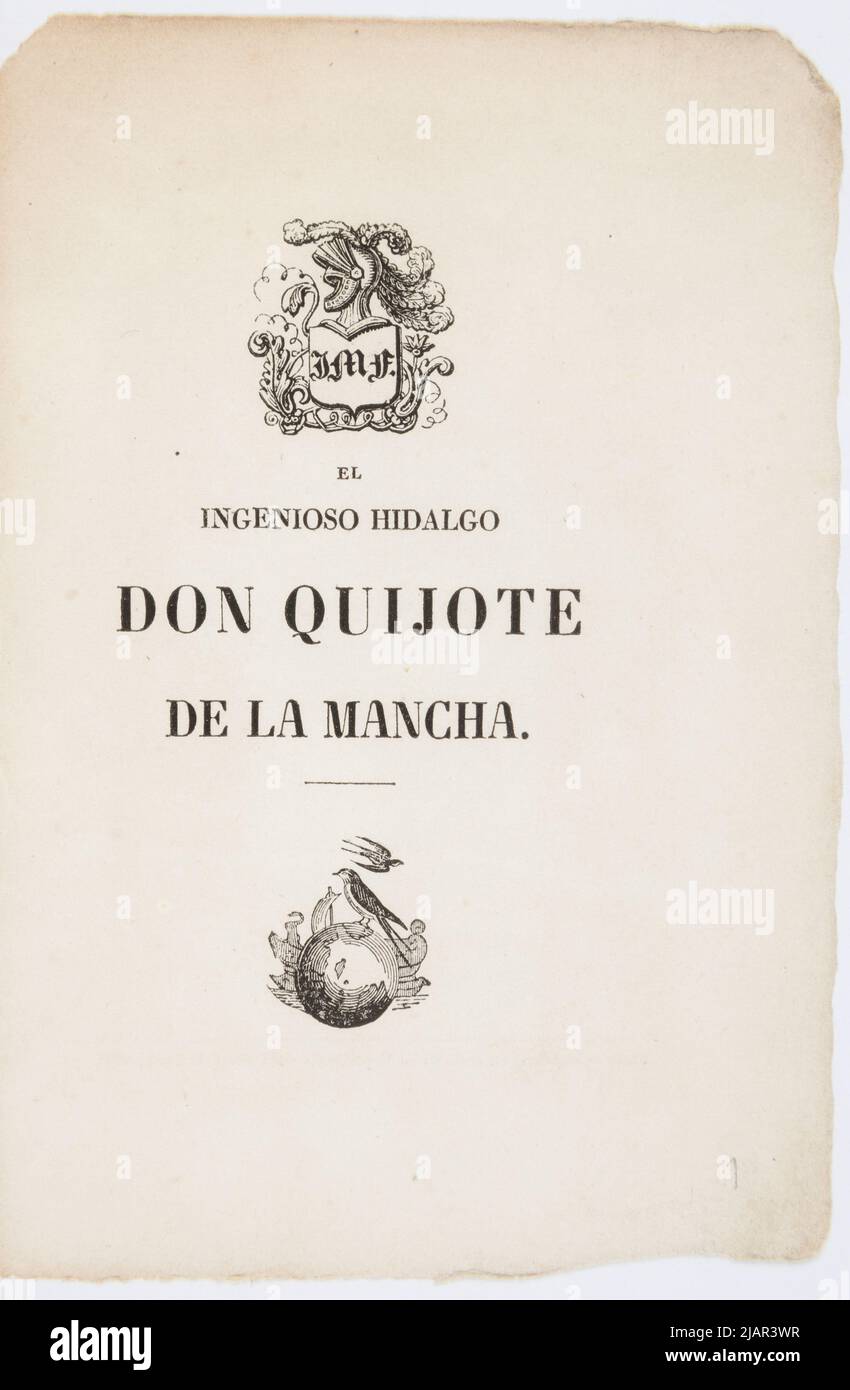 Zwei Ornamente auf der Titelseite des Bandes der Miniaturausgabe 2.: Die englische hilde don Quixote von der unbekannten mancha, Julio Didot Mayor, Paris Stockfoto