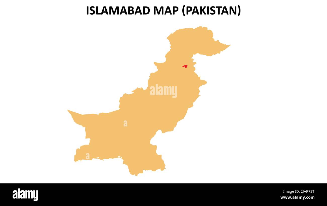 Islamabad-Karte auf Pakistan-Karte hervorgehoben. Islamabad-Karte über Pakistan. Stock Vektor