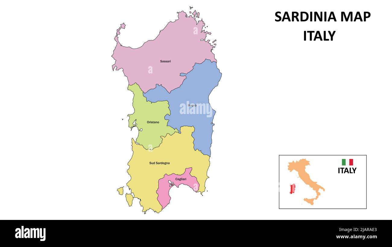 Hauptstadt Von Sardinien Mit Acht Buchstaben Karte Sardinien. Karte von Sardinien in Karte von Sardinien in Farbe