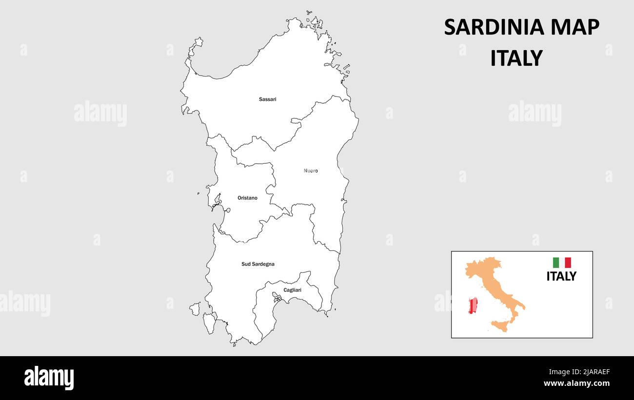Hauptstadt Von Sardinien Mit Acht Buchstaben Karte Sardinien. Staat und Distrikt Karte von Sardinien