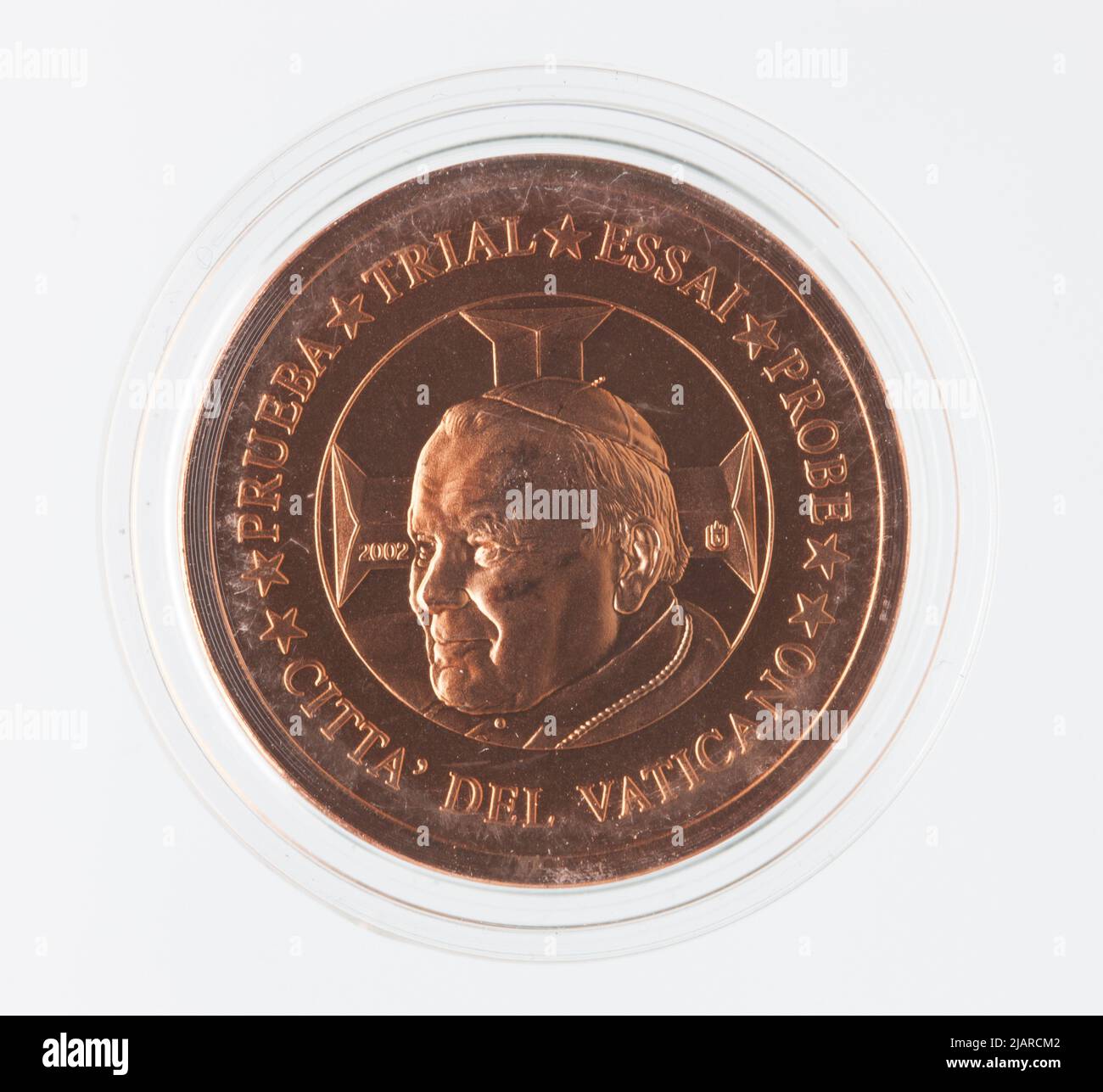 Euro Collection Münzmuster, 1 Euro Cent für den Vatikan; 2002 Stockfoto