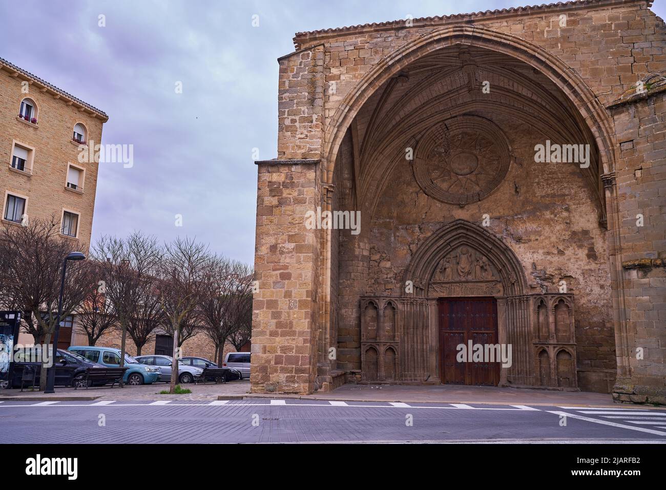 Sanguesa, Navarra Spanien märz 6 2022, die Kirche von San Salvador Stockfoto