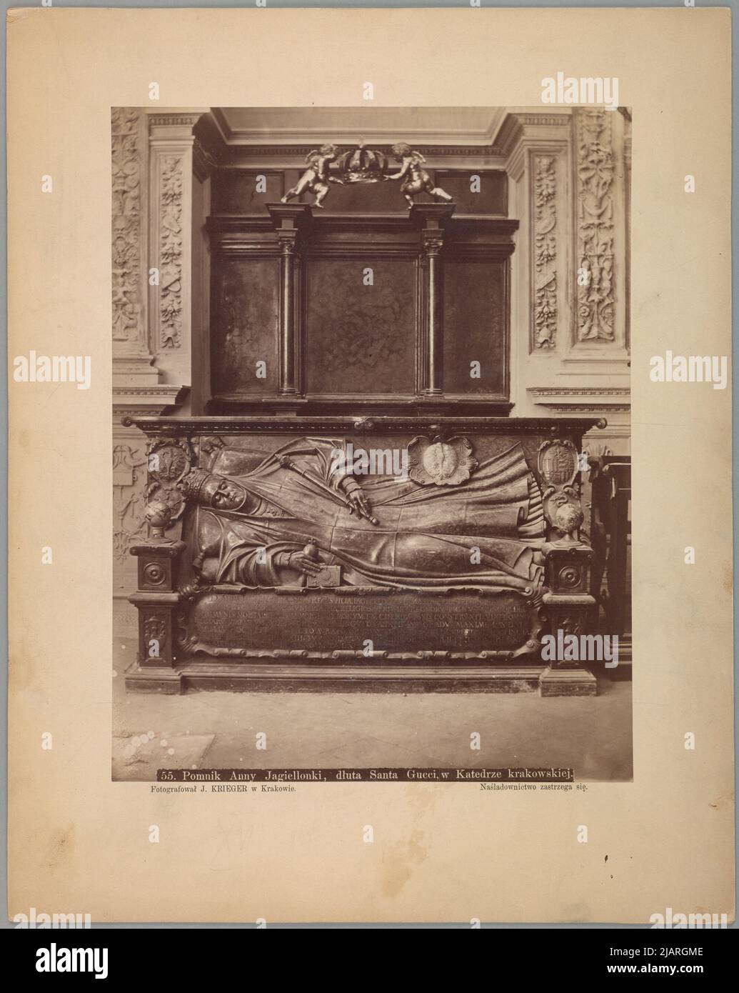 Der Grabstein der Königin Anna Jagiellonka in der Krakauer Kathedrale in Wawel Krieger, Ignacy (1820 1889) Stockfoto