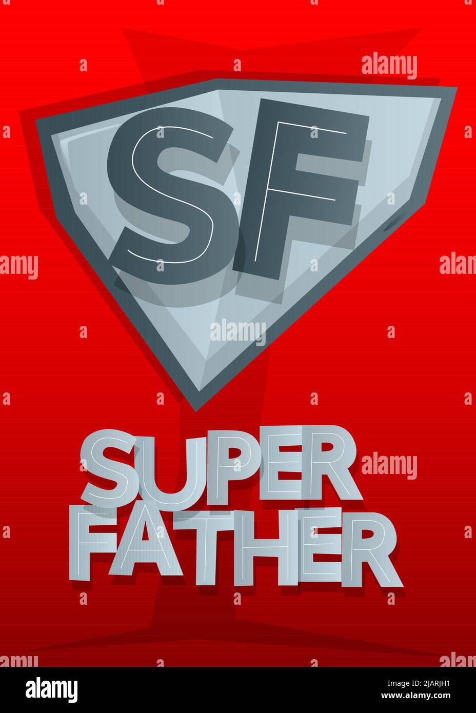 Superhelden-Wappen mit Super-Vater-Symbol. Farbenfrohe Vektorgrafik im Comic-Stil. Stock Vektor