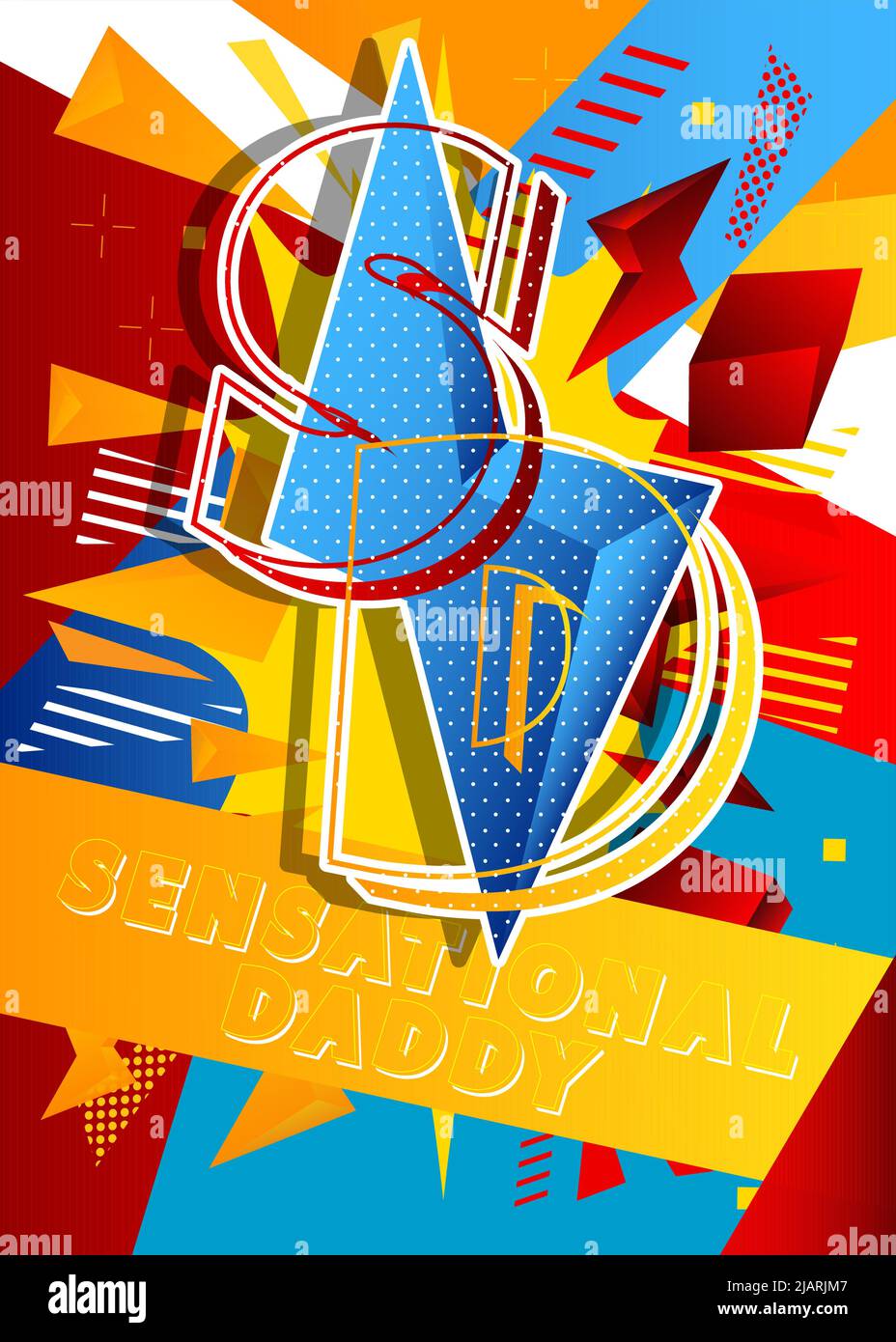 Superhelden-Wappen mit Super-Vater-Symbol. Farbenfrohe Vektorgrafik im Comic-Stil. Stock Vektor