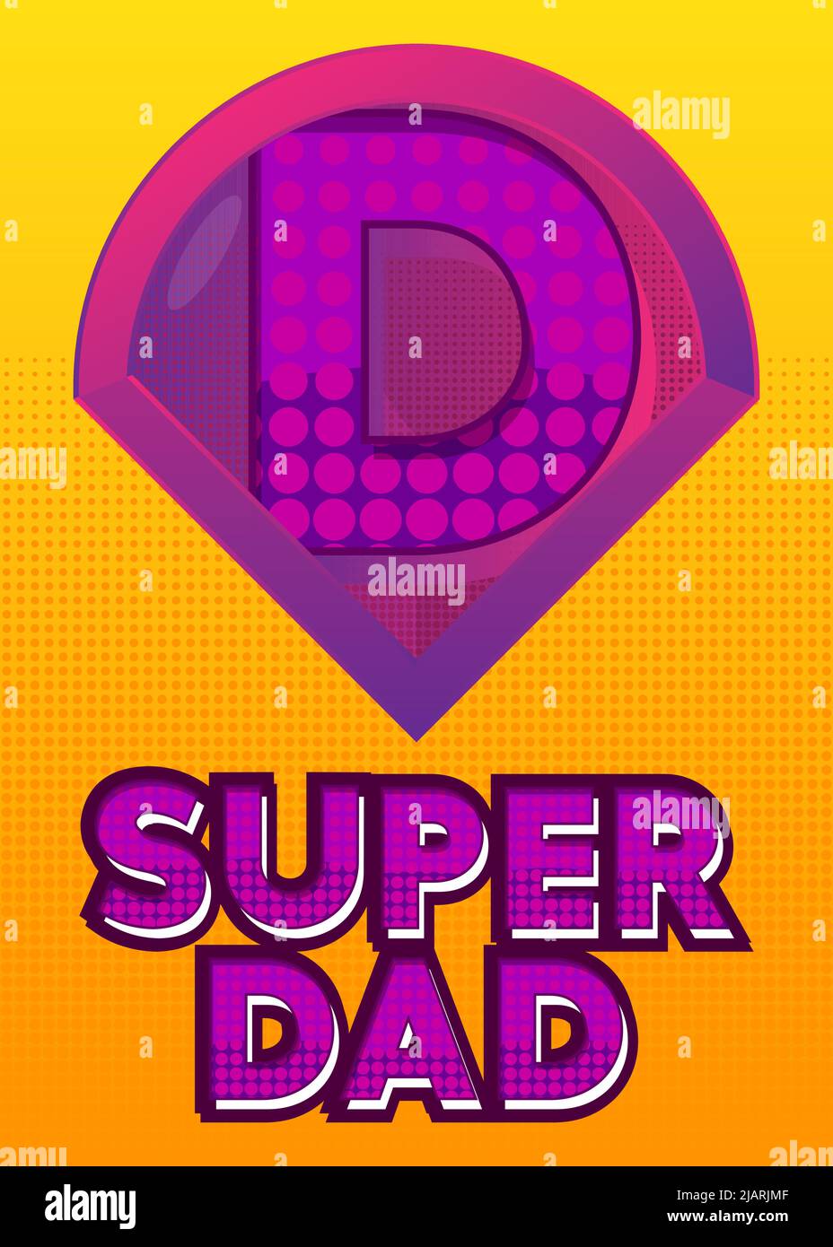 Superhelden-Wappen mit Super-Vater-Symbol. Farbenfrohe Vektorgrafik im Comic-Stil. Stock Vektor