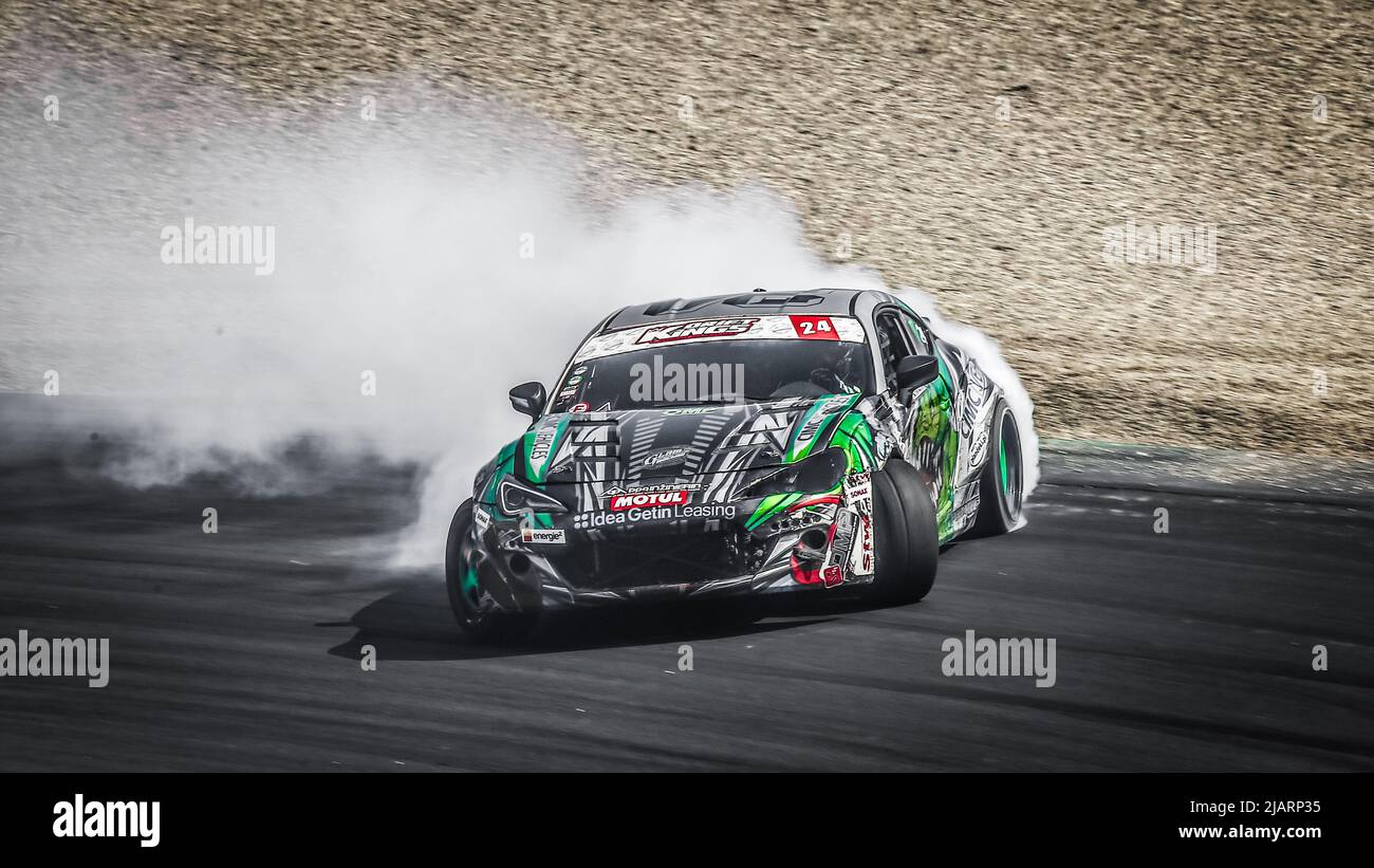 Oschersleben, 31. August 2019: Michal Rzoska fährt den Toyota GT86 während des Drift Kings Europe Round 6 Germany in der Motorsport Arena. Stockfoto