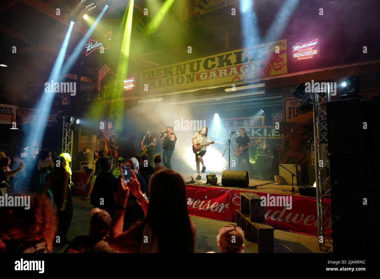 AC/DC-Cover-Band bei der Sturgis Bike Rally Stockfoto