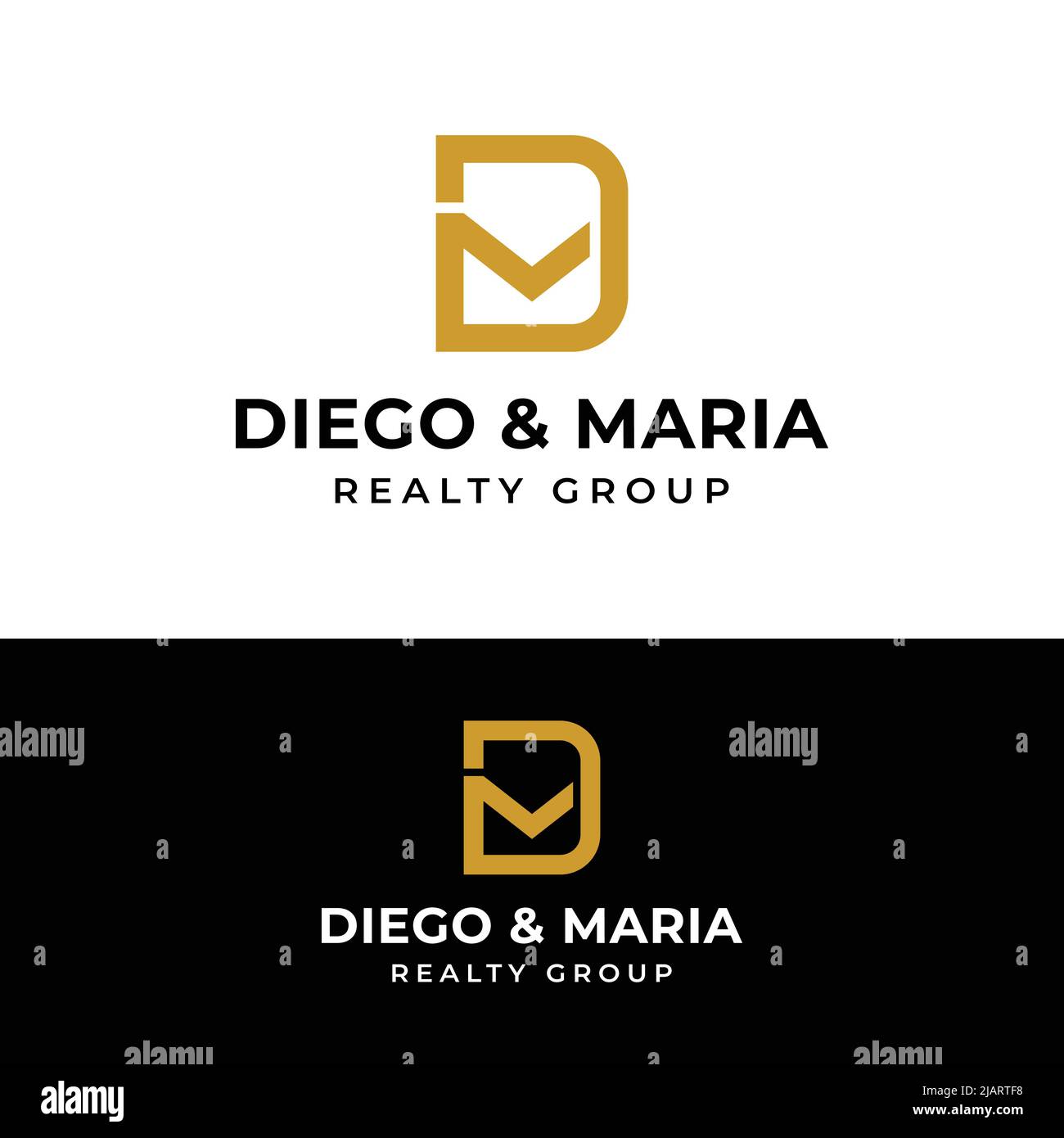 D M DM MD Letter Monogram Initial Logo Design Template. Geeignet für General Fashion Jewelry Makler Construction Finance Company Business Corporate Stock Vektor