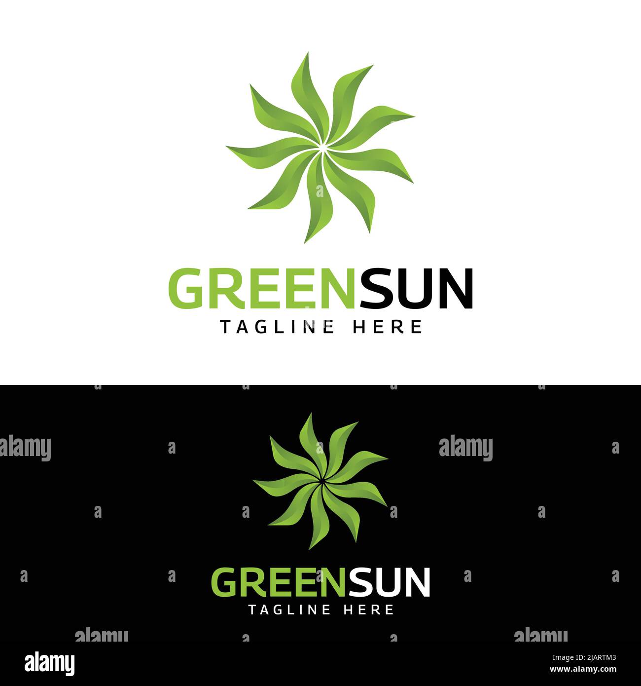 Abstrakte Vorlage Für Das Logo „Gradient Green Sun“. Geeignet für Gesundheit Schönheit Medical Natural Spa Krankenhaus Yoga Studio Business Marke Company Logo Desi Stock Vektor