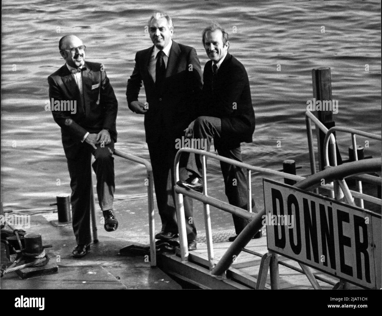 CDU/CSU-Politiker Hans Klein, Dr. Friedrich Voss und Dr. Rudolf Sprung am Ufer. Stockfoto
