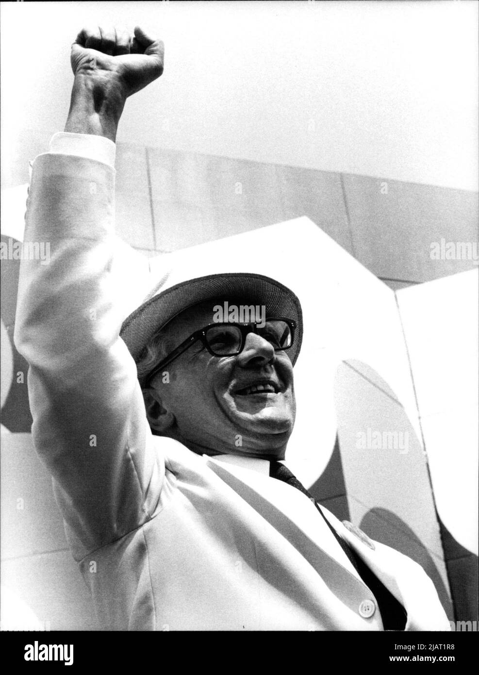 Porträt von DDR-Staatschef Erich Honecker. Stockfoto