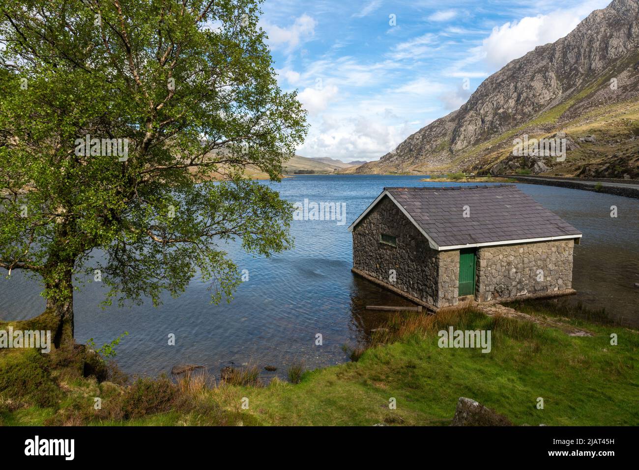 Llyn Ogwen Boathouse, Snowdonia National Park Stockfoto