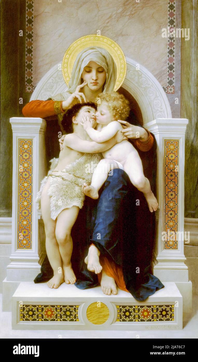 Madonna mit Kind und Johannes dem Täufer, Ölgemälde auf Leinwand von William Adolphe Bouguereau, 1875 Stockfoto