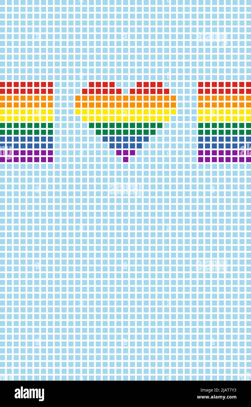 Stolz Flagge und Herz Form Hintergrund. Sommer Swimmingpool Mosaik oder Pixel Stil. Hintergrundbild für Mobilgeräte. Vektorgrafik Stock Vektor