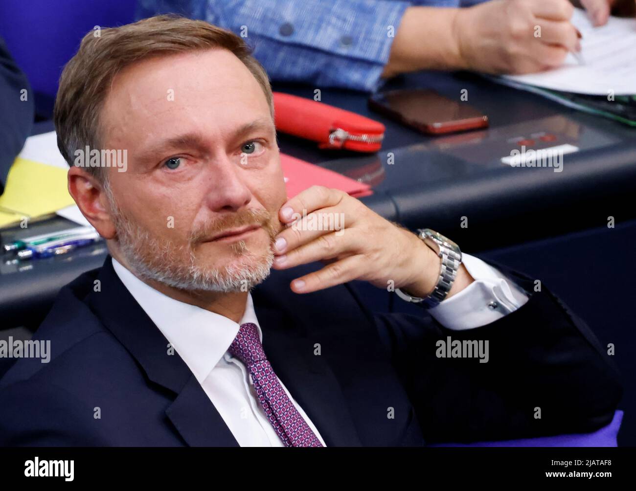 Bundesfinanzminister Christian Lindner besucht am 1. Juni 2022 eine Sitzung des Deutschen Bundestages in Berlin. REUTERS/Hannibal Hanschke Stockfoto