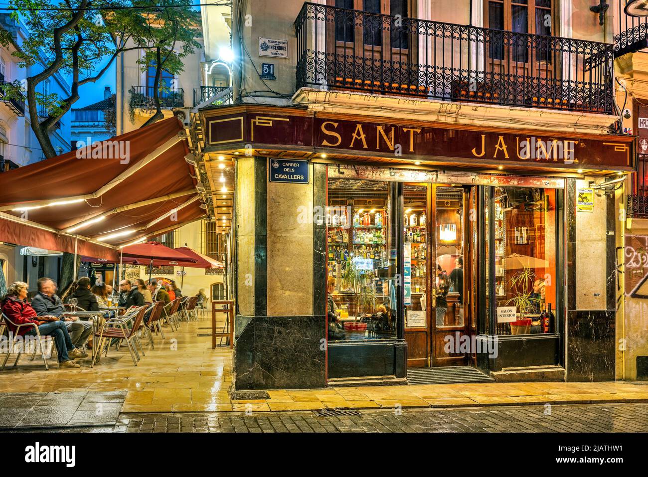 Cafe Sant Jaume, El Carmen Nachbarschaft, Valencia, Bundesland Valencia, Spanien Stockfoto