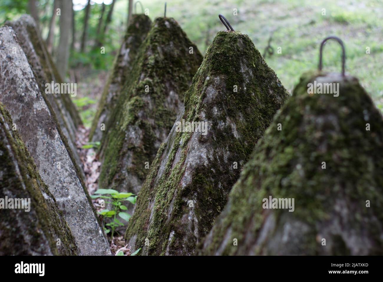 Panzerabwehr aus Stahlbeton in der Natur aus dem Zweiten Weltkrieg Stockfoto