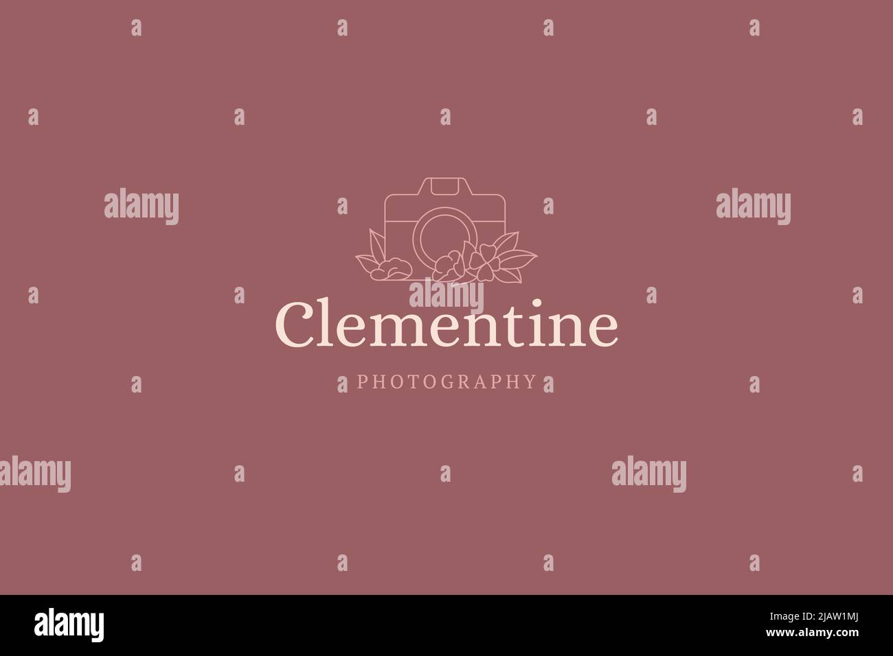 Minimalistisch Foto Video Kamera dekoratives Design Blüte botanischen Frühling Blume Linie Kunst Logo Vektor Illustration. Monochrom eleganter Profi-Pho Stock Vektor