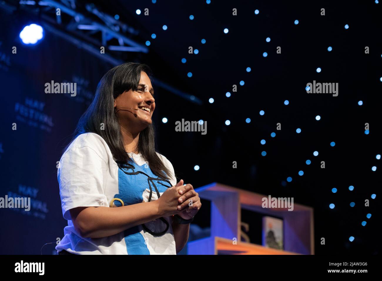 Hay-on-Wye, Wales, Großbritannien. 1.. Juni 2022. Manjeet Mann beim Hay Festival 2022, Wales. Quelle: Sam Hardwick/Alamy. Stockfoto