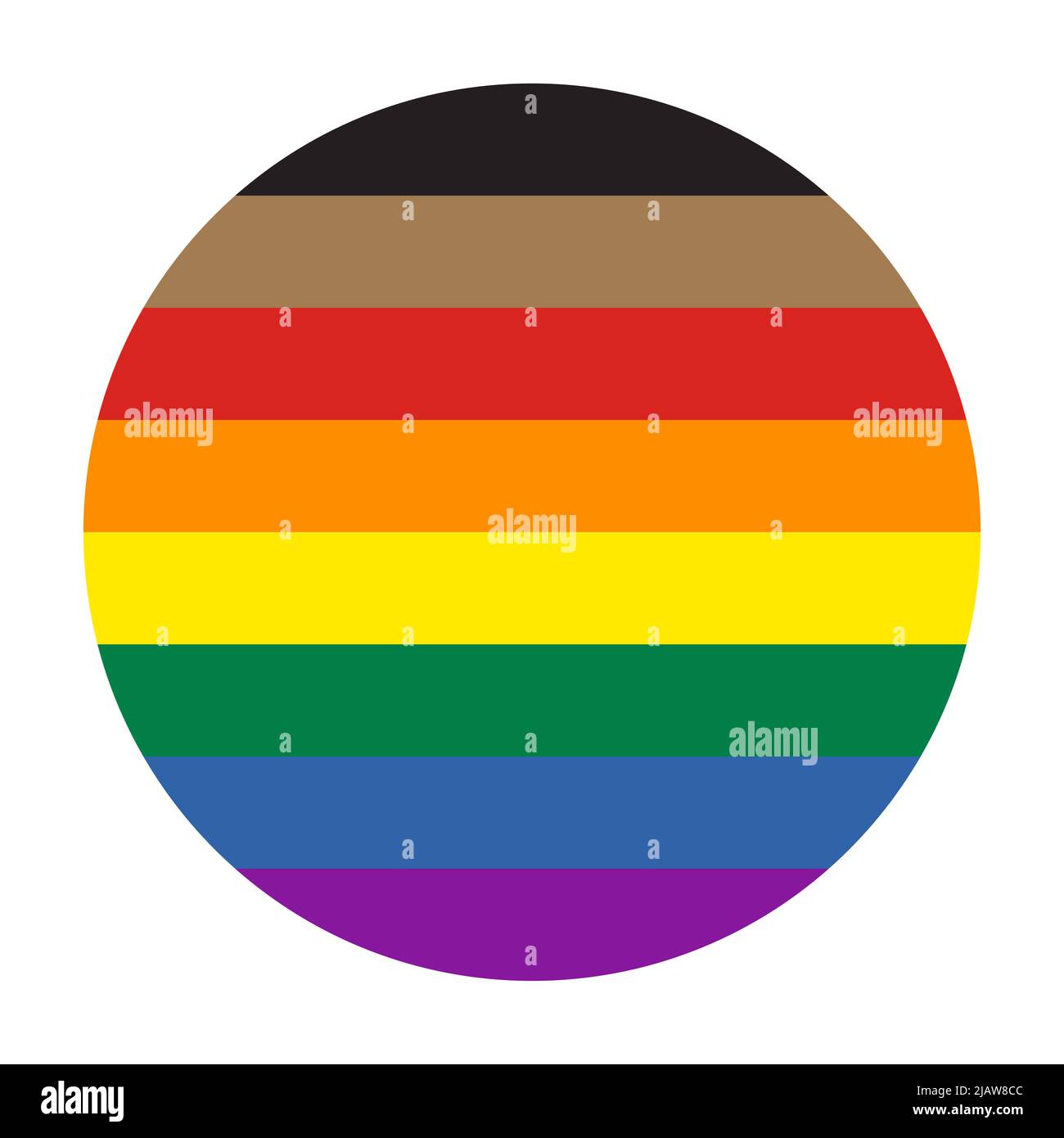 Circle Rainbow Icon neue Pride Flagge mit blanck und braunen Streifen. Symbol der LGBT-Gemeinschaft. Vektorgrafik. Flache Vektorschaltfläche für Apps und Websi Stock Vektor